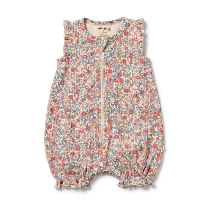 wilson + frenchy Organic Ruffle Zipsuit | Summer Bloom