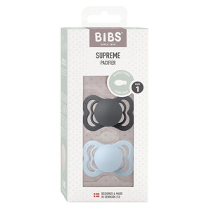 BIBS Dummies Supreme - Natural Rubber | Silicone - Twin Pack