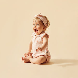 wilson + frenchy Organic Pointelle Ruffle Growsuit - Peaches