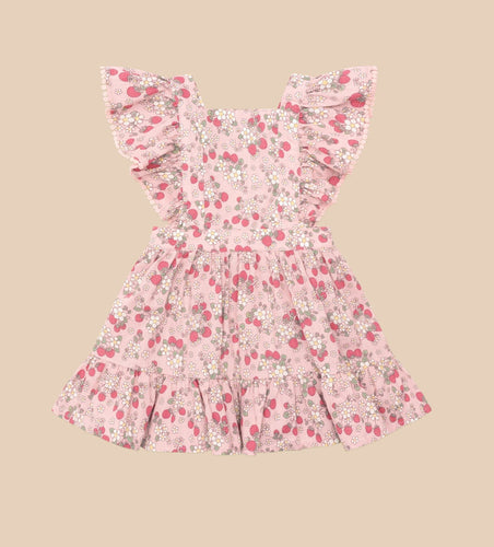 HUXBABY Vintage Strawberry Ruffle Dress