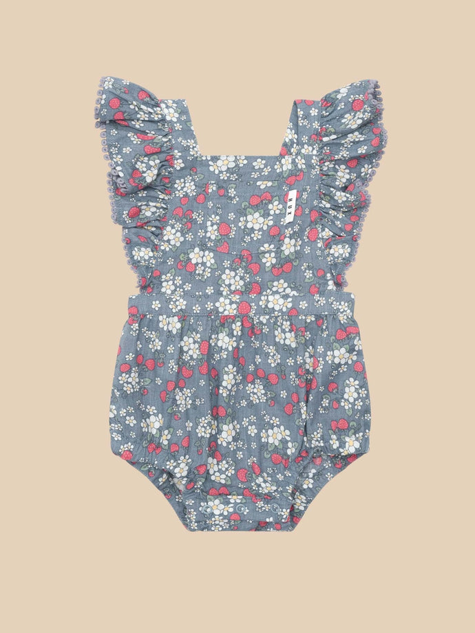 HUXBABY Vintage Strawberry Frill Playsuit