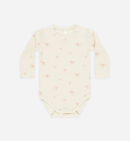 Quincy Mae Waffle Long Sleeve Bodysuit || Vintage Rose