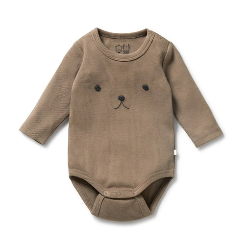 wilson + frenchy Walnut Organic Rib Long Sleeved Bodysuit
