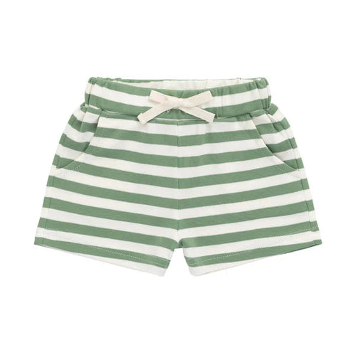 JAMIE KAY Pima Cotton Wesley Short | Essential Stripe Parchment / Snow Pea
