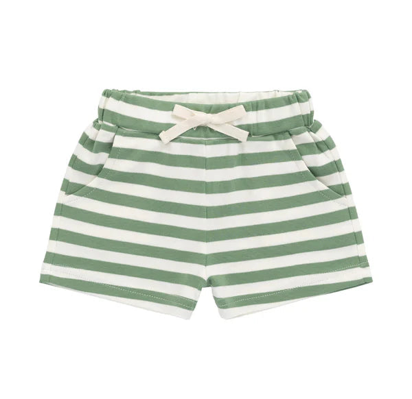 JAMIE KAY Pima Cotton Wesley Short | Essential Stripe Parchment / Snow Pea