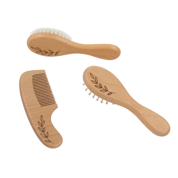 Living Textiles 3pc Wooden Brush & Comb Set