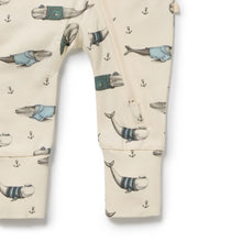 Load image into Gallery viewer, wilson + frenchy Organic Zipsuit with Feet | Woolly Whales