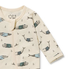 Load image into Gallery viewer, wilson + frenchy Organic Zipsuit with Feet | Woolly Whales