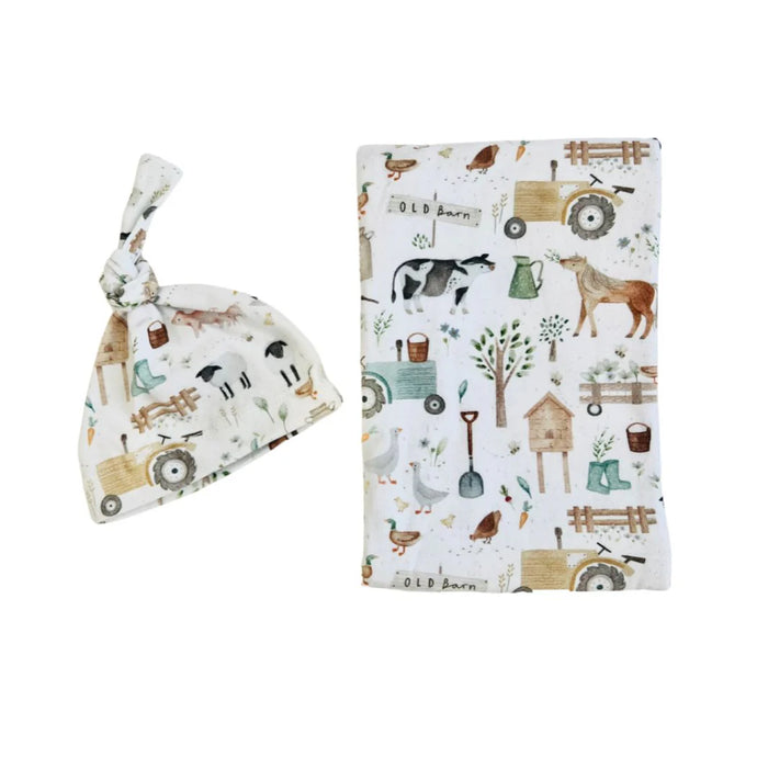 Cuddle Bug & Co Organic Jersey Baby Wrap Set | Farm Life