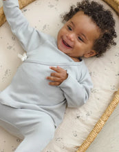 Load image into Gallery viewer, Quincy Mae Wrap Top + Footed Pant Set || Sky