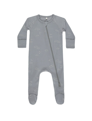 Quincy Mae Bamboo Zip Footie || Clouds