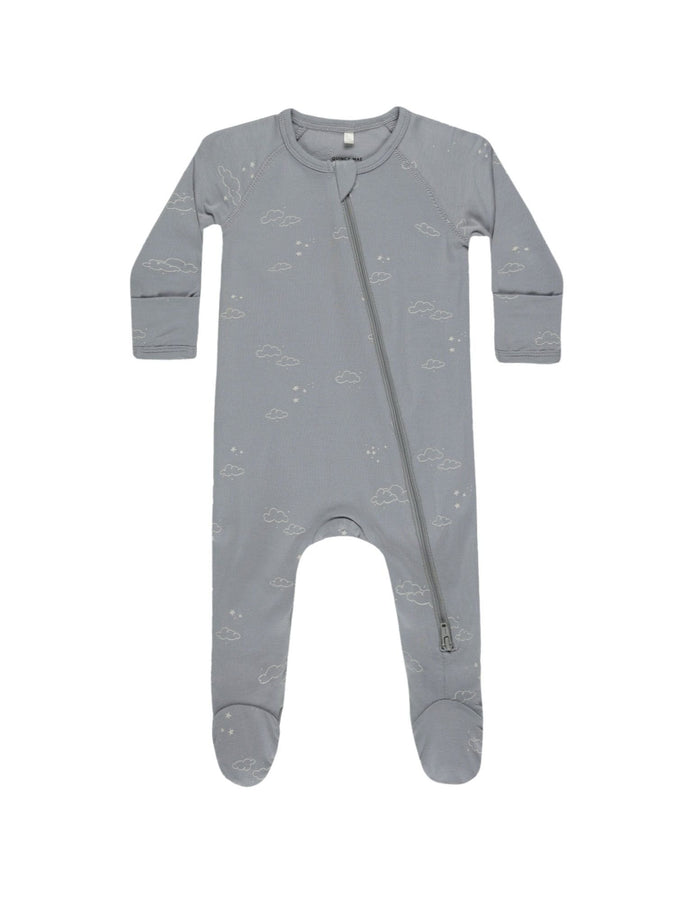Quincy Mae Bamboo Zip Footie || Clouds