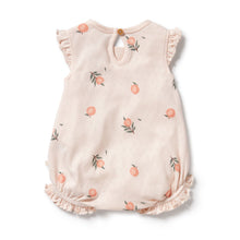 Load image into Gallery viewer, wilson + frenchy Organic Pointelle Ruffle Growsuit - Peaches