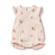 Load image into Gallery viewer, wilson + frenchy Organic Pointelle Ruffle Growsuit - Peaches