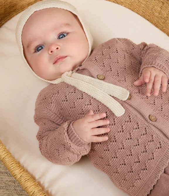 Quincy Mae Scalloped Cardi + Bloomer Set || Mauve