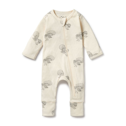 wilson + frenchy Organic Pointelle Zipsuit - Little Fantail