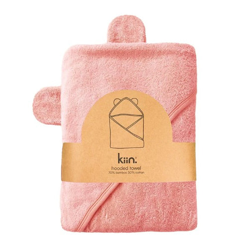 kiin. Bamboo Cotton Hooded Towel - Peony