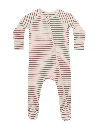 Quincy Mae Bamboo Zip Footie || Candy Stripe