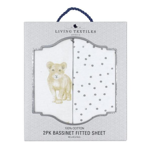 Living Textiles 2 Pack Cotton Jersey Bassinet Fitted Sheet - Savanna Babies/Pitter Patter
