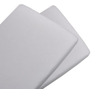 Living Textiles 2 Pack Cotton Jersey Bassinet Fitted Sheet - White/White - www.bebebits.com.au