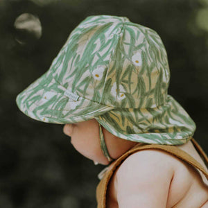Bedhead Baby Flap Hat with Strap - Eucalyptus - www.bebebits.com.au