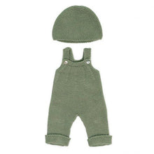 Load image into Gallery viewer, Miniland Doll Clothing Eco Knitted Overalls &amp; Beanie | 38cm