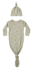 Quincy Mae Knotted Baby Gown + Hat Set || assorted