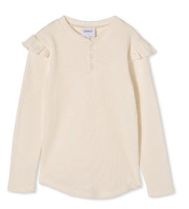 Milky Off White Rib Henley Top