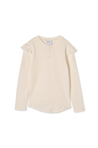 Milky Off White Rib Henley Top