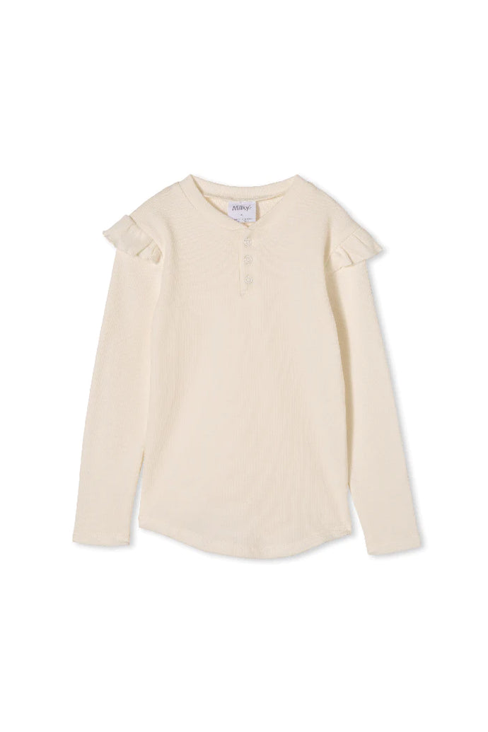 Milky Off White Rib Henley Top