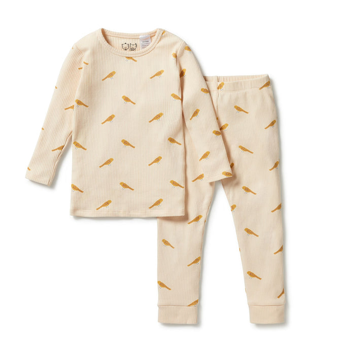 wilson + frenchy Organic Rib Long Sleeve Pyjamas - assorted