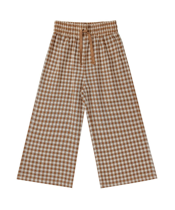 Rylee + Cru wide leg pant || camel gingham