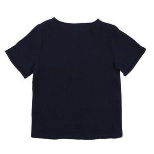 Bébé Navy Crinkle Top