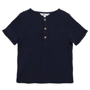 Bébé Navy Crinkle Top