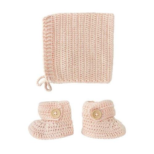 O.B Designs Crochet Bonnet & Bootie Set | Handmade - assorted colours