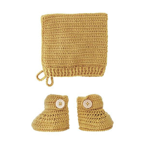 O.B Designs Crochet Bonnet & Bootie Set | Handmade - assorted colours