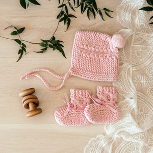 Snuggle Hunny Kids Bonnet & Booties - assorted colours