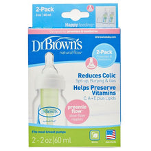 Load image into Gallery viewer, Dr. Brown’s™ Options+™ Anti Colic Narrow Neck Vented Bottles - 2 PACK - PREEMIE TEATS